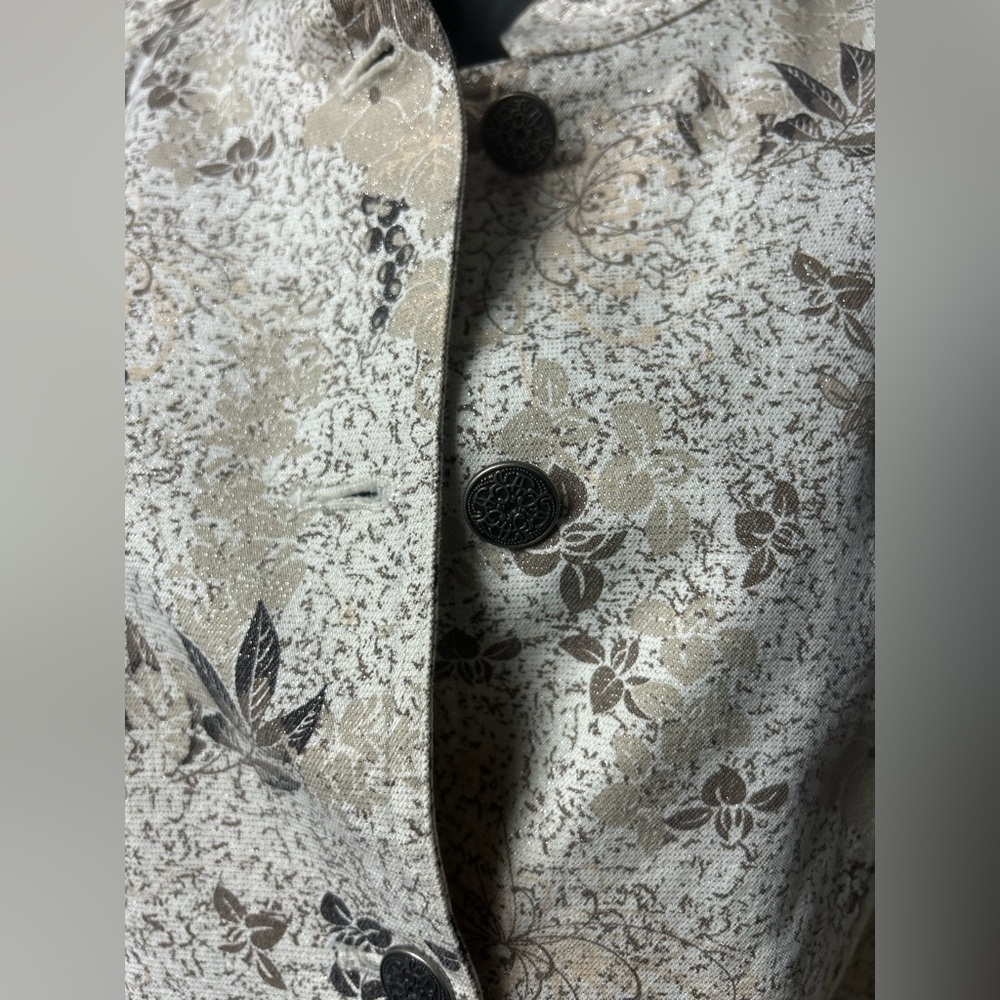 Christopher & Banks Floral Button-Up Jacket Metallic Silver - Picture 5 of 9